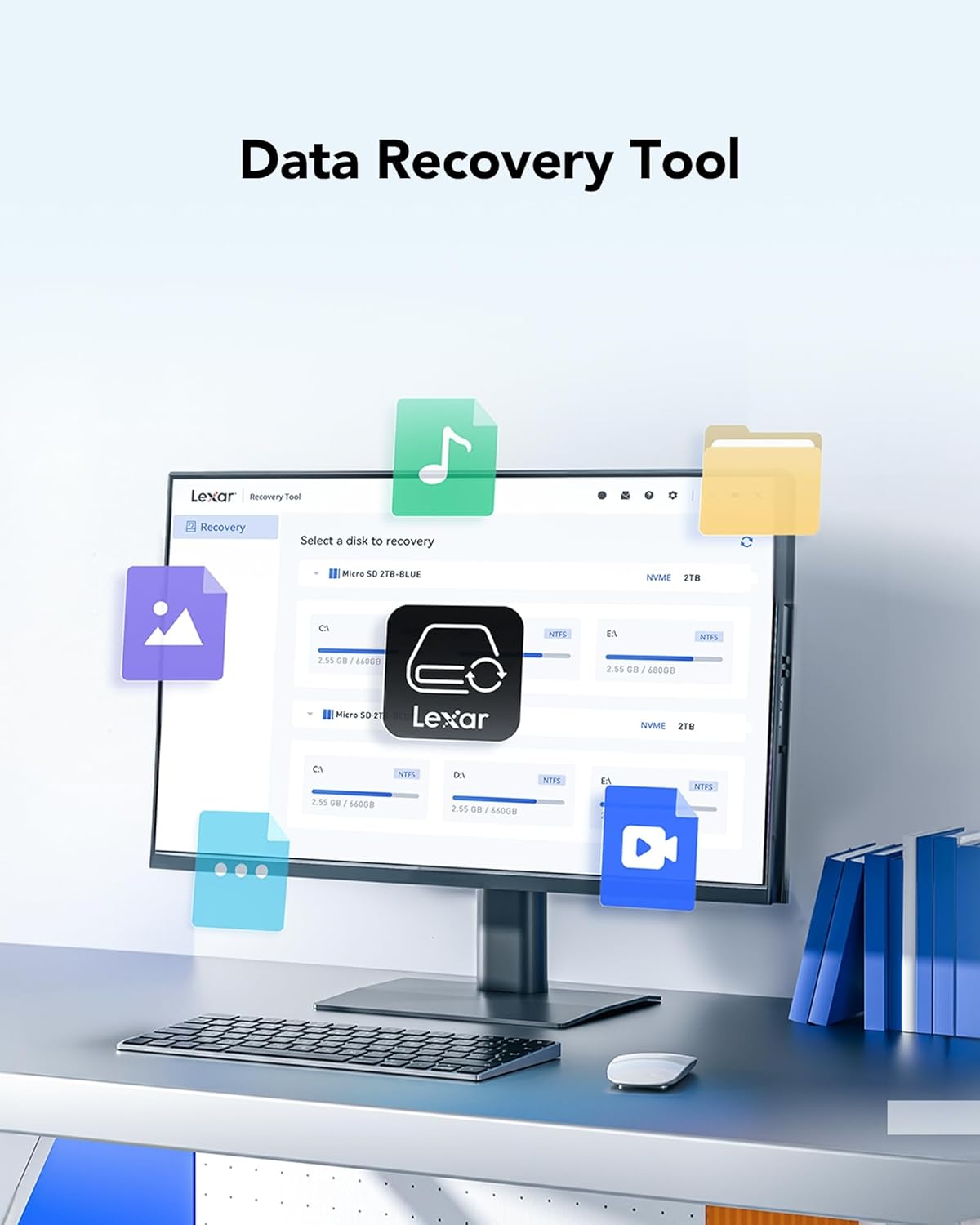 Lexar Blue Micro SD Card Up to 160MB/s, microSDXC UHS-I Memory Card with SD Adapter, C10, U3, A2, V30, Full HD, 4K UHD, High Speed TF Card