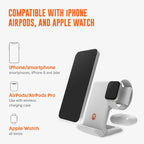 STM ChargeTree Swing 3-in-1 Wireless Charger Station – Qi-Certified Charger for iPhone, Android, AirPods & Apple Watch with Nightstand Mode Swing Arm – USB-C Cable Included, Black