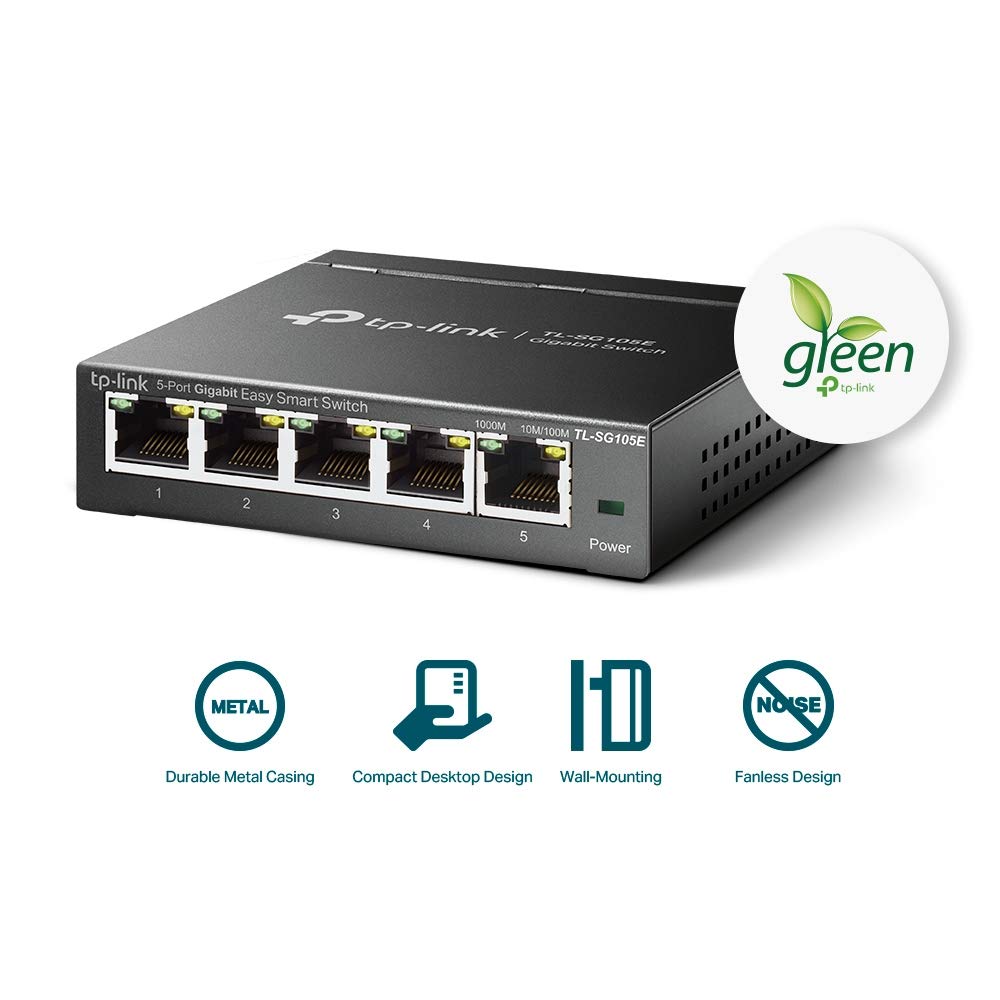 TP-Link TL-SG105E 5 Port Gigabit Desktop/Wall-Mount Easy Smart Switch