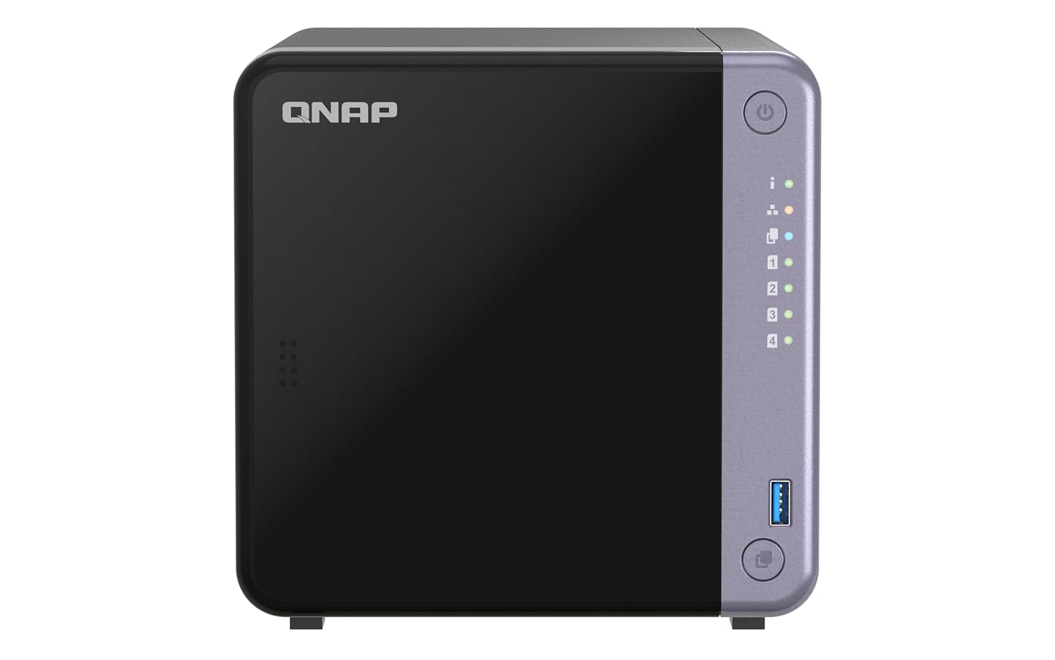 QNAP network storage device on a white background