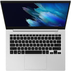 Laptop with a blue and black abstract design on the screen