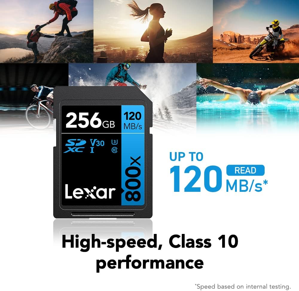 Lexar  High-Performance 800x PRO SD Card, UHS-I, C10, U3, V30, 4K, Up to 150MB/s Read SDXC Memory Card, for Point-and-Shoot & Mid-Range DSLR Cameras, HD Camcorders (LSD0800P128G-BNNNU)