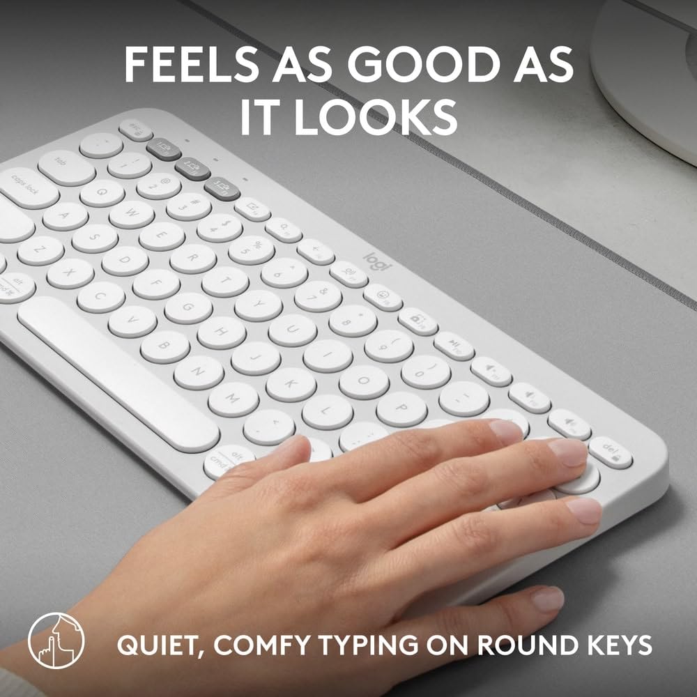 Logitech Pebble Keys 2 K380s Multi Device Bluetooth Wireless Keyboard - Tonal White