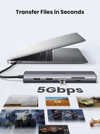 UGREEN 10-in-1 USB-C Docking Station 4K HDMI VGA Dual Monitor 1Gbps Ethernet 100W PD 3x USB 3.0 SD/TF Audio Laptop Tablet 15601