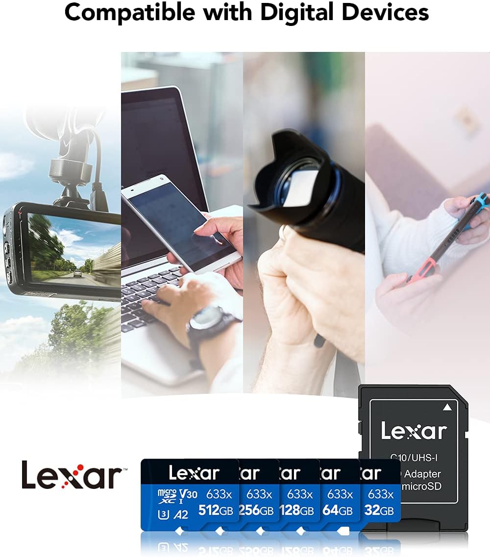 Lexar High-Performance 633x 32GB microSDHC UHS-I Card w/ SD Adapter, Up To 100MB/s Read, for Smartphones, Tablets, and Action Cameras