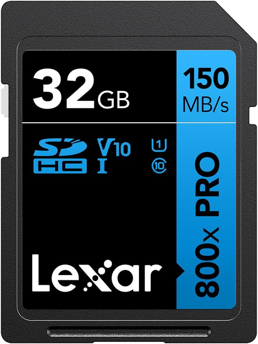 Lexar  High-Performance 800x PRO SD Card, UHS-I, C10, U3, V30, 4K, Up to 150MB/s Read SDXC Memory Card, for Point-and-Shoot & Mid-Range DSLR Cameras, HD Camcorders (LSD0800P128G-BNNNU)