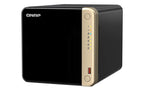 QNAP network storage device with black and gold design on a white background