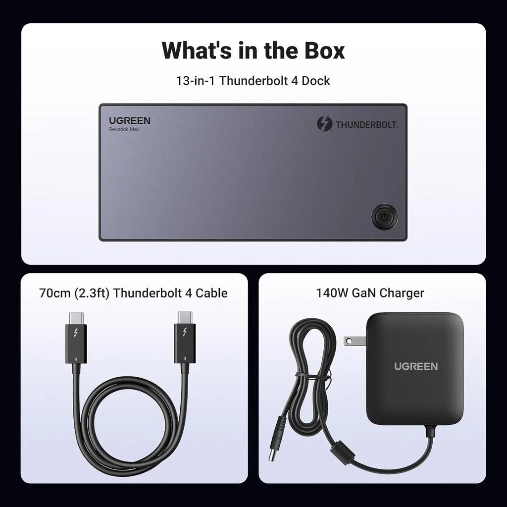 UGREEN Revodok Max 313 Thunderbolt 4 Dock 13-in-1 40Gbps Triple 4K 60Hz 8K HDMI 2.1 DP 1.4 Ethernet 60W PD MacBook (25085)