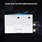 White keyboard with text highlighting features on a dark background