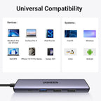 UGREEN Revodok USB C Hub HDMI 4K PD 100W 5-in-1 USB C to USB 3.0 Adapter iPhone 15 MacBook Pro Air XPS Surface iPad (15495)