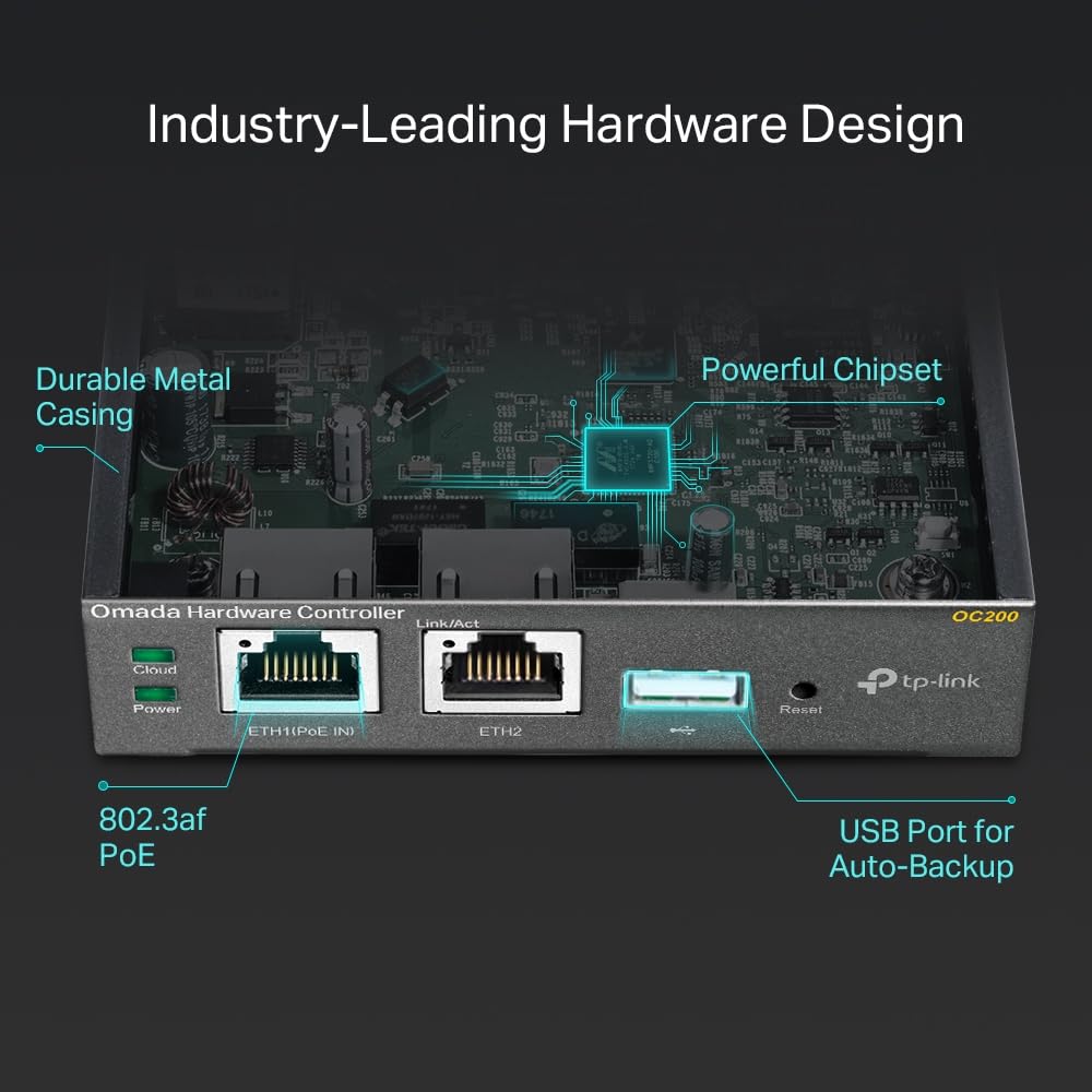 TP-Link Omada OC200 2.4GHz Single Band Hardware Cloud Controller - Metal