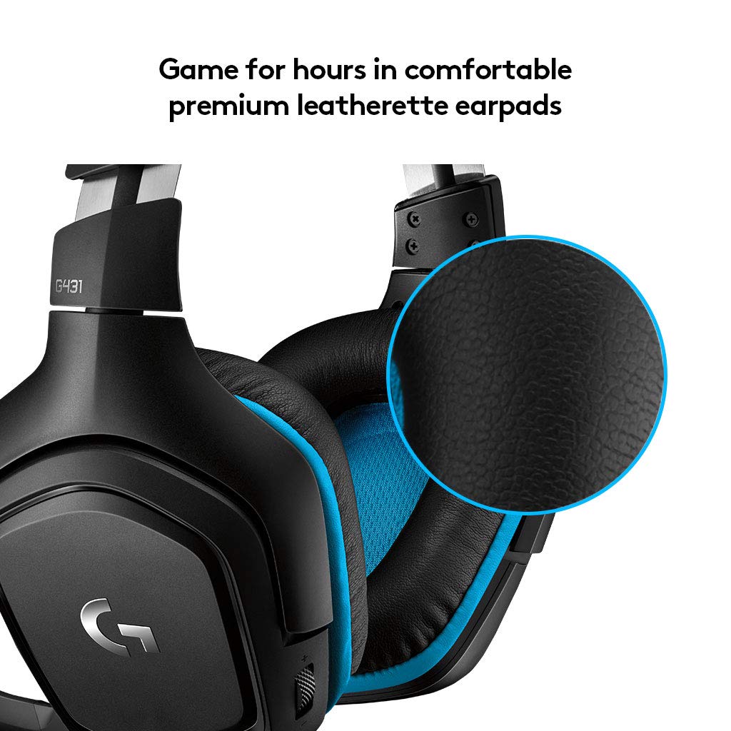 Logitech G431 7.1 Surround Sound Wired Gaming Headset with Boom Microphone - Black