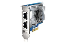 Computer network adapter card with two Ethernet ports on a white background