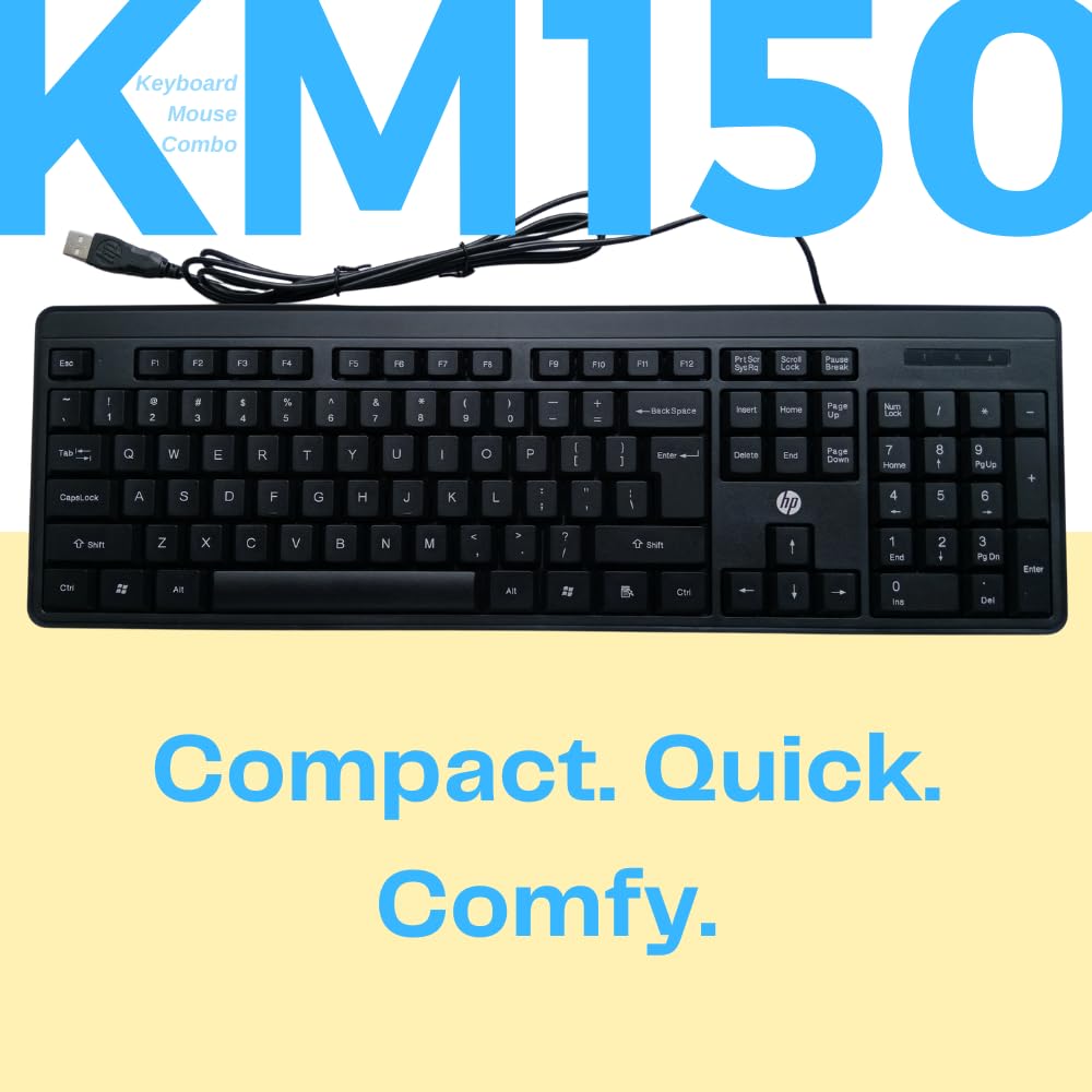 HP KM150 Wired Keyboard and Mouse Combo Full-Size Keyboard