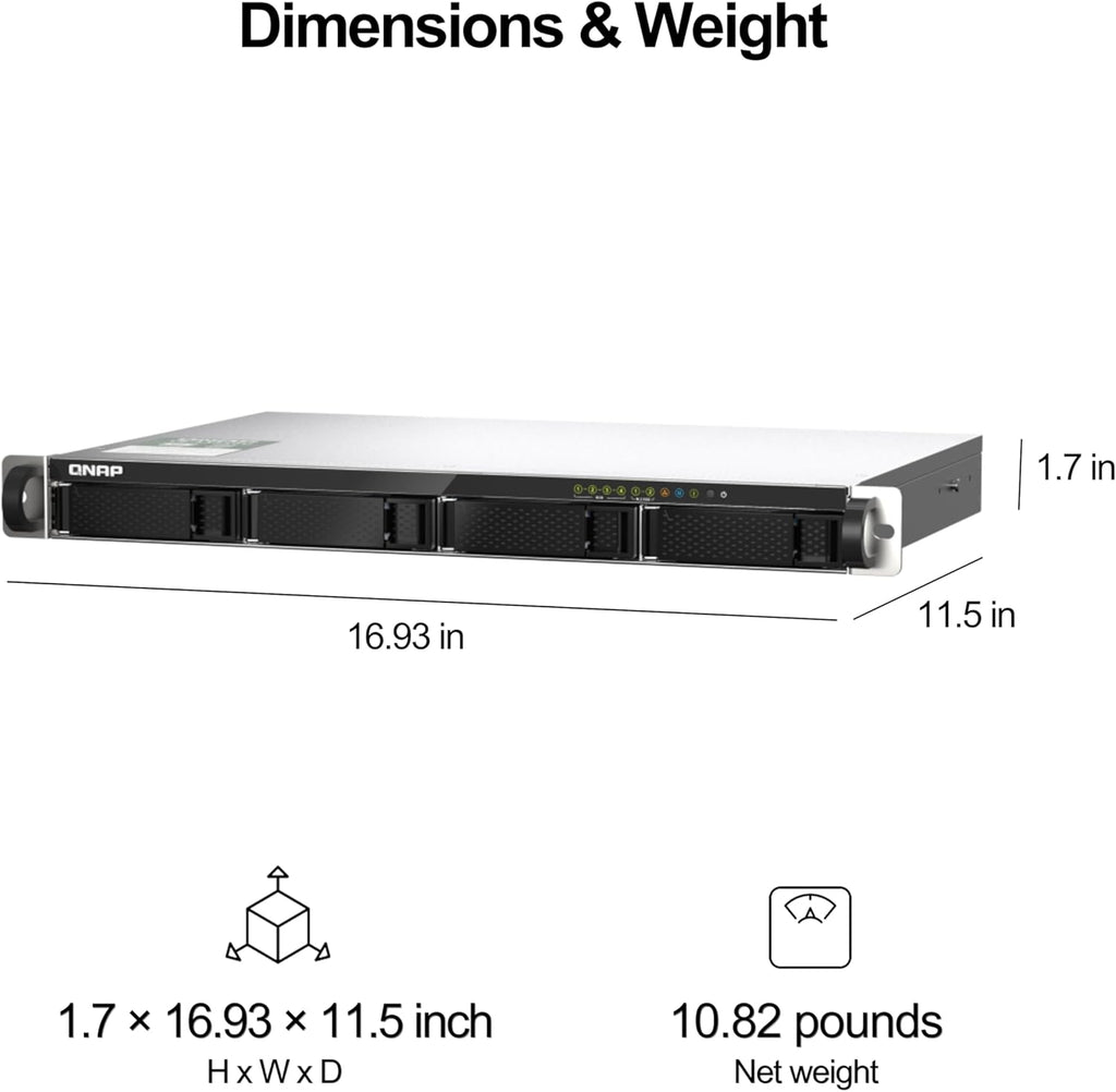 QNAP TS-435XeU-4G 4 Bay High Speed Short Depth Rackmount NAS Enclosure