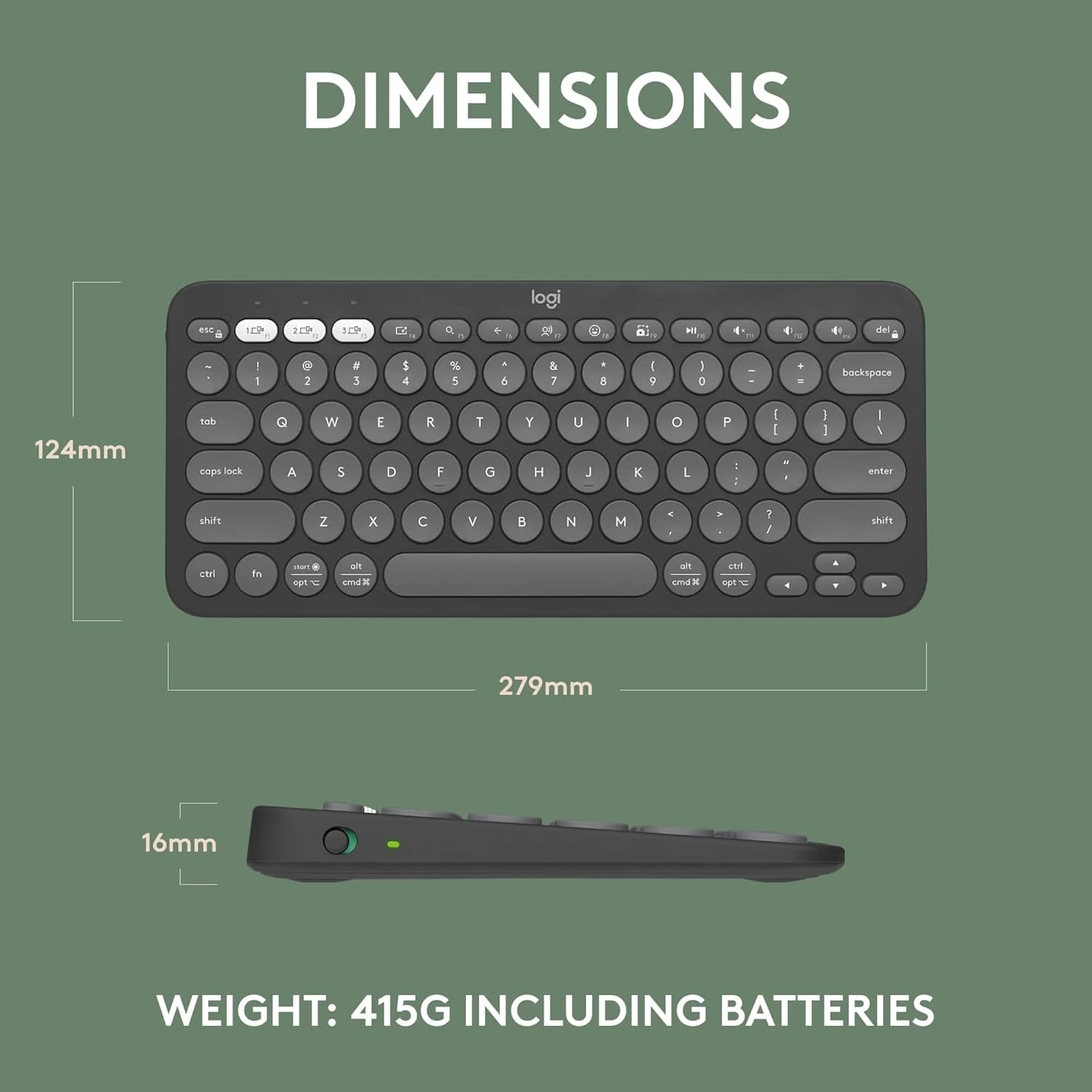 Logitech Pebble Keys 2 K380s Multi Device Bluetooth Wireless Keyboard - Tonal Graphite