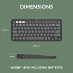 Logitech Pebble Keys 2 K380s Multi Device Bluetooth Wireless Keyboard - Tonal Graphite