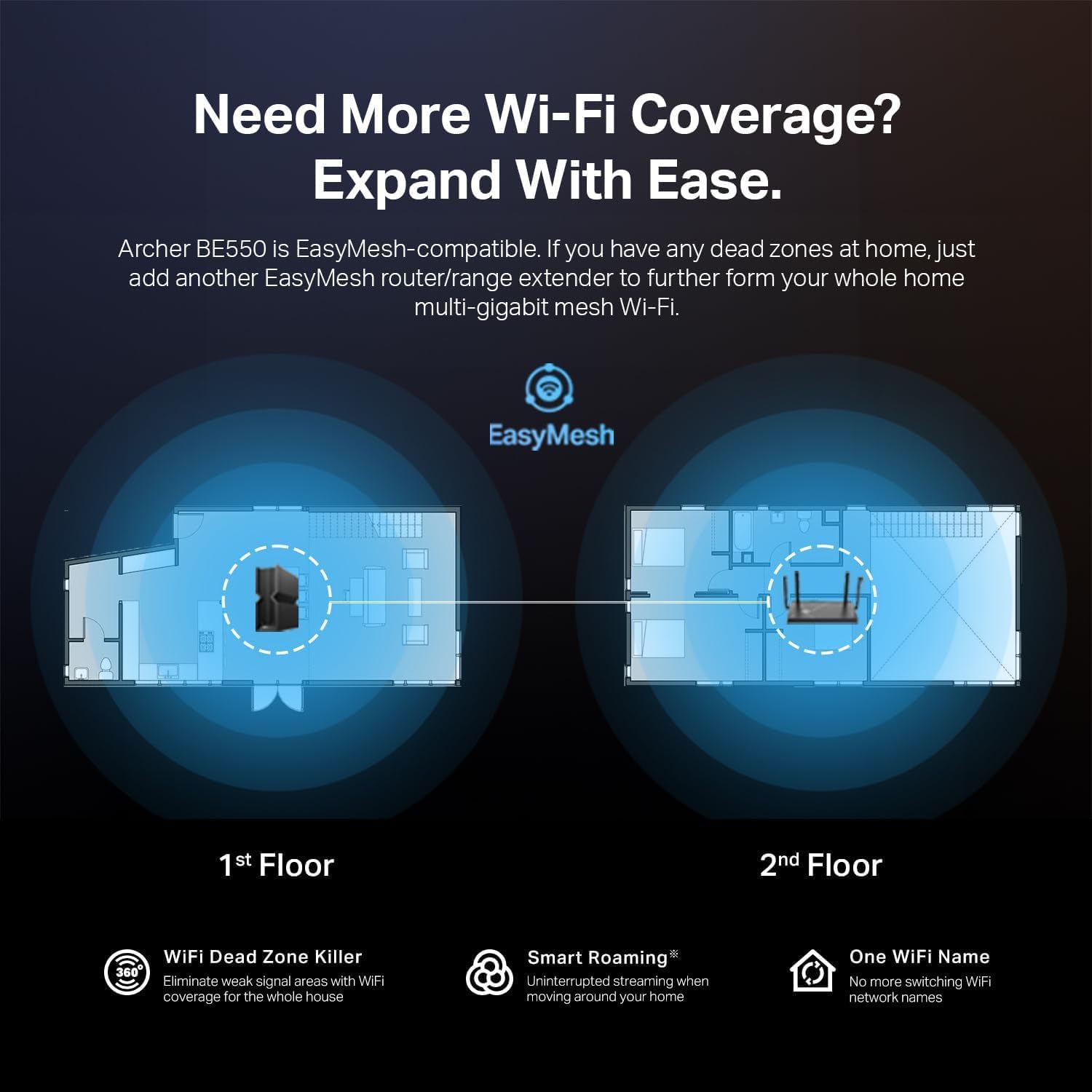 TP-Link Archer BE550 BE9300 Tri-Band Whole Home EasyMesh Wi-Fi 7 Router