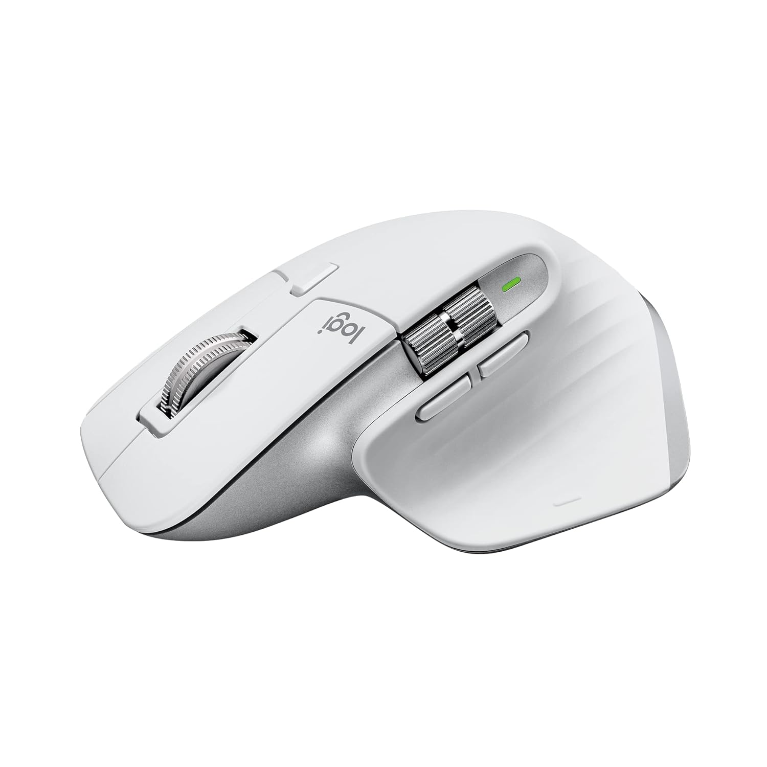 White ergonomic mouse on a white background