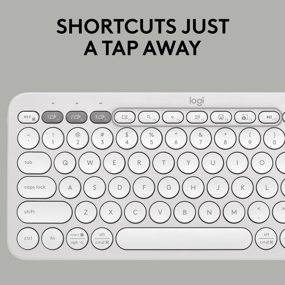 Logitech Pebble Keys 2 K380s Multi Device Bluetooth Wireless Keyboard - Tonal White