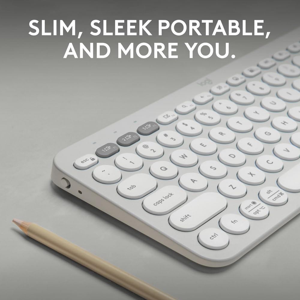 Logitech Pebble Keys 2 K380s Multi Device Bluetooth Wireless Keyboard - Tonal White