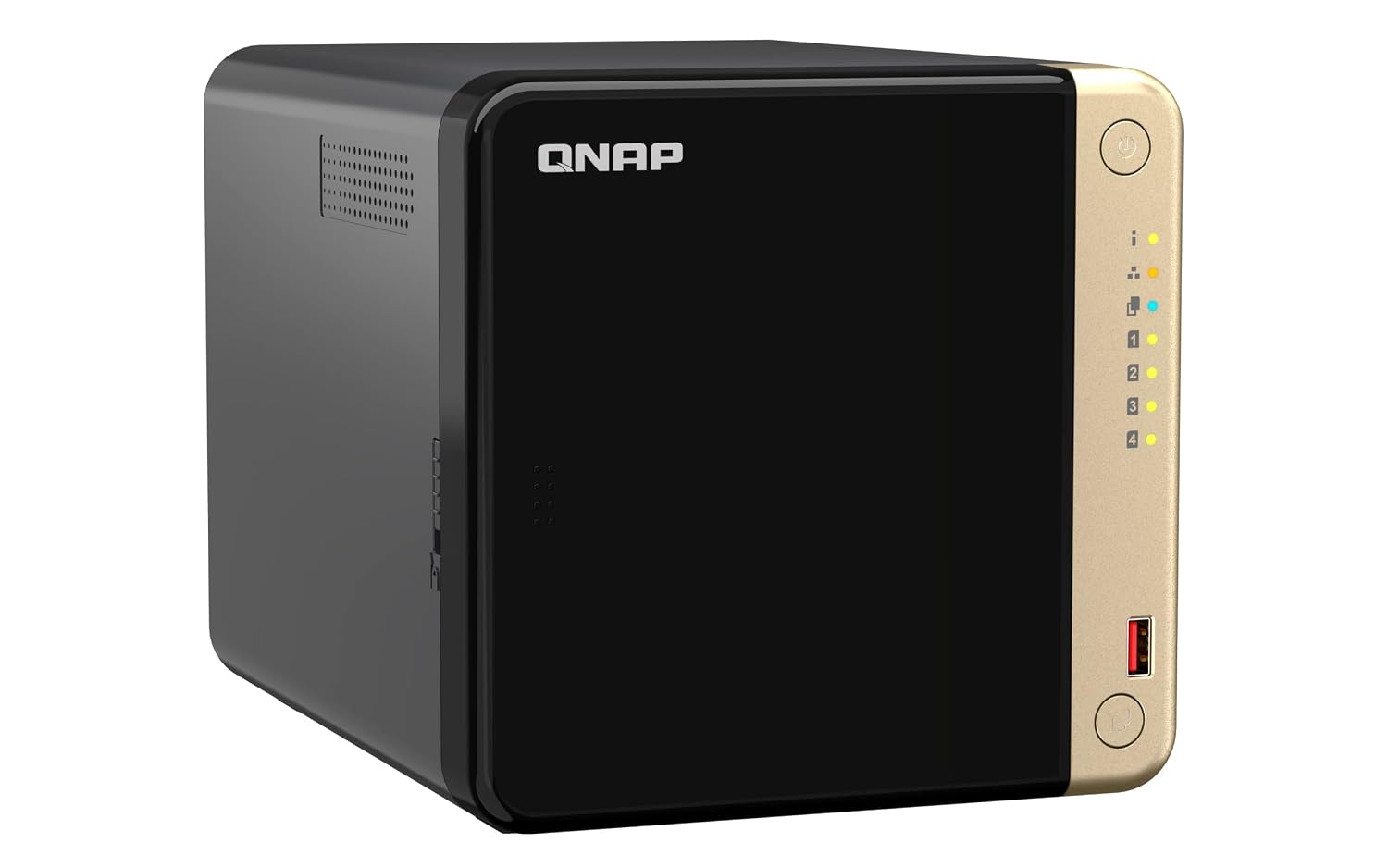 QNAP network storage device on a white background