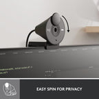 Logitech BRIO 300 USB-C 1080p FHD Webcam with Noise Reducing Mic - Graphite