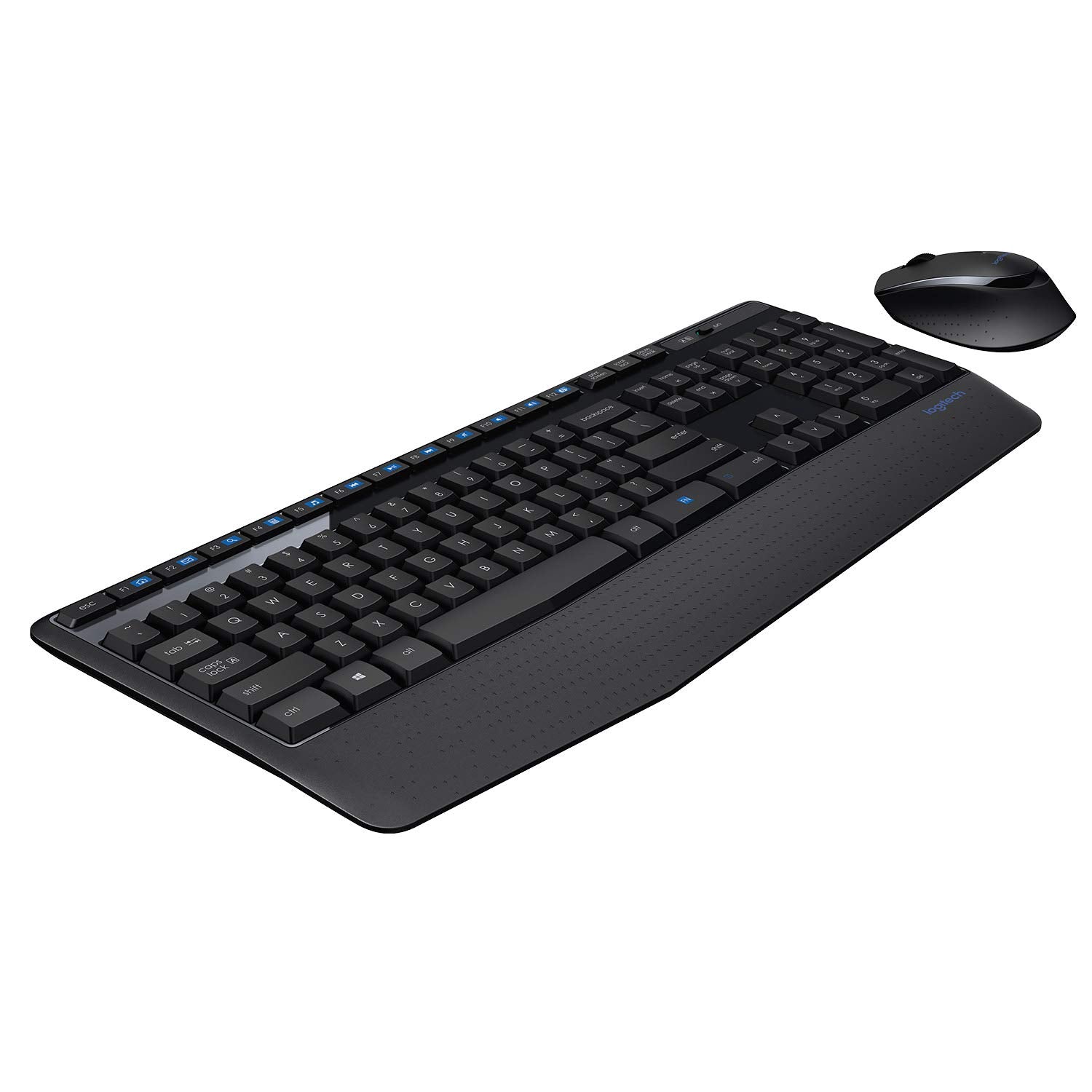 Black keyboard and mouse set on a white background