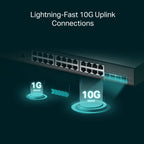 TP-Link JetStream TL-SG3428XMP 24 Port Gigabit 4-Port 10GE SFP+ L2+ Managed Switch with 24-Port PoE+
