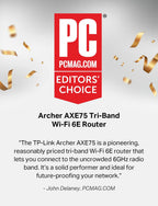 TP-Link AXE5400 Archer AXE75 Tri-Band Gigabit OneMesh Wi-Fi 6E Router