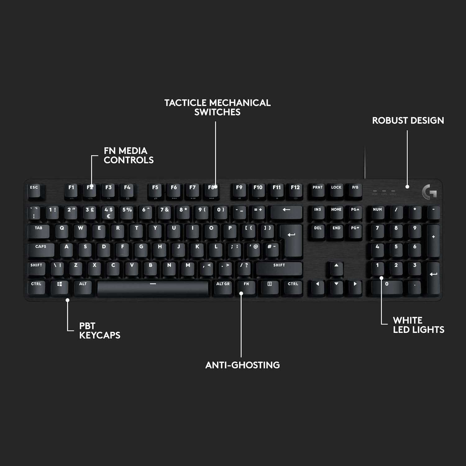 Logitech G413 SE Anti Ghosting Full Size Mechanical Gaming Keyboard - Black