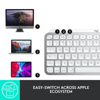 Logitech keyboard with Apple devices on a white background