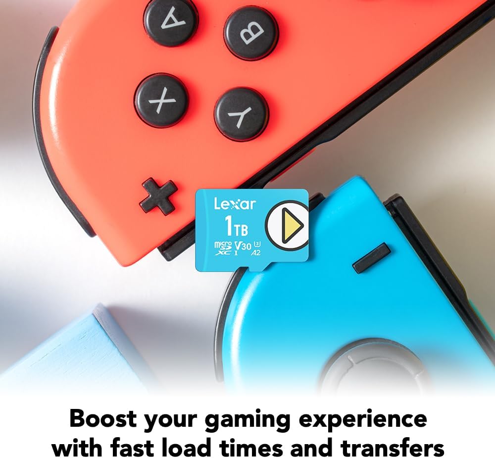 Lexar 512GB PLAY micro SD Card, UHS-I, C10, U3, V30, A2, Full HD, 4K, Up to 205/140 MB/s microSDXC Memory Card, Expanded Storage for Nintendo-Switch 1, Gaming, Smartphones, Tablets (LMSPLAY512G-BNSNU)