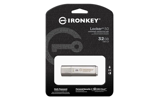 Kingston Ironkey Locker+ 50 32GB Encrypted USB Metal Casing Flash Drive
