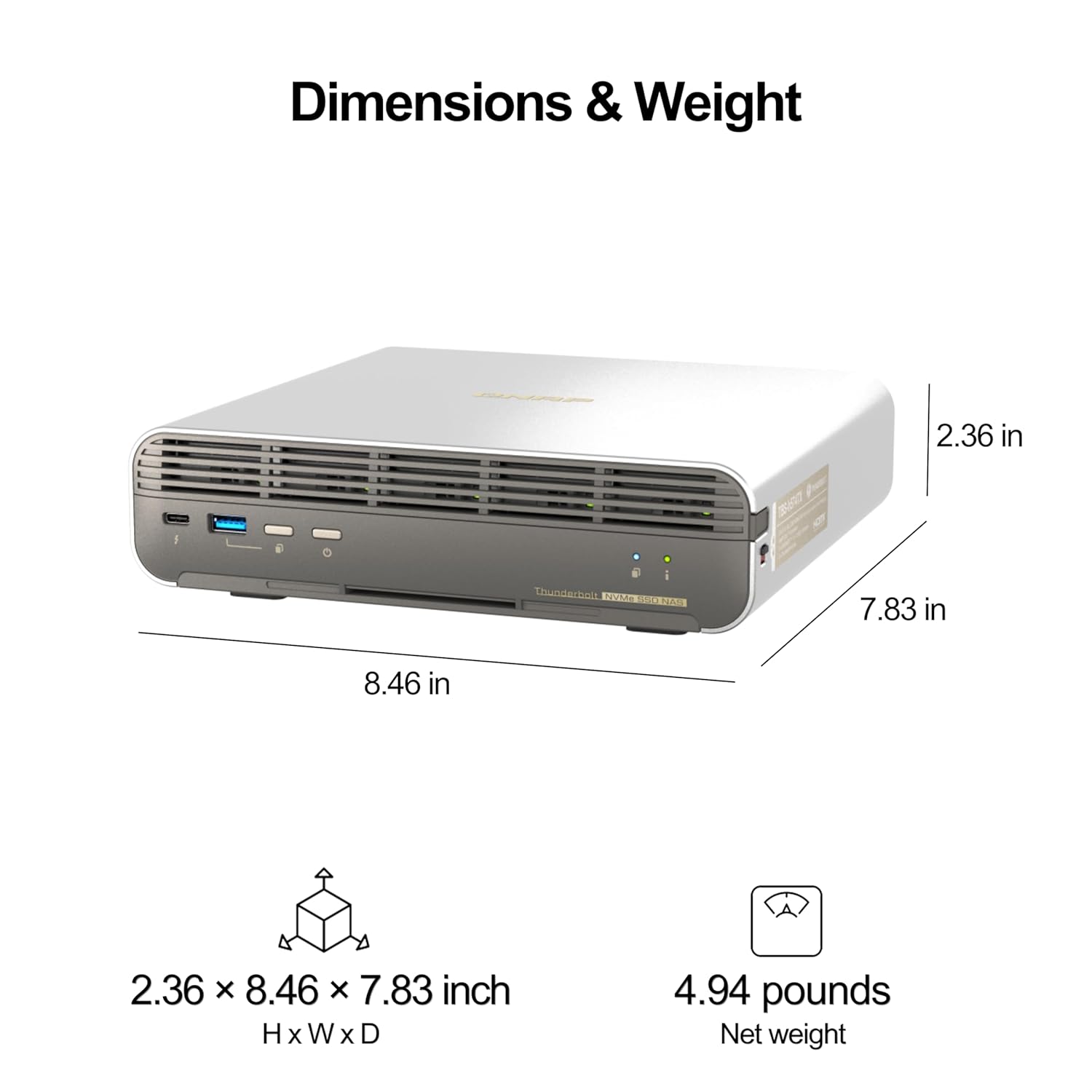 QNAP TBS-h574TX-i3-12G 5 Bay 10GbE High-Performance Thunderbolt 4 E1.S All-Flash NASbook