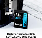 Lexar  High-Performance 800x PRO SD Card, UHS-I, C10, U3, V30, 4K, Up to 150MB/s Read SDXC Memory Card, for Point-and-Shoot & Mid-Range DSLR Cameras, HD Camcorders (LSD0800P128G-BNNNU)