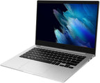 Open laptop with a colorful display on a white background