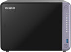 QNAP network storage device with front panel indicators on a white background