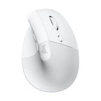 White computer mouse with Logitech branding on a white background