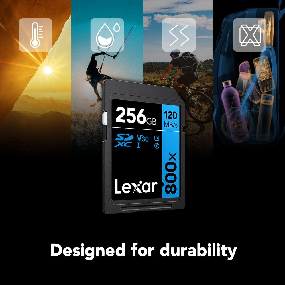 Lexar  High-Performance 800x PRO SD Card, UHS-I, C10, U3, V30, 4K, Up to 150MB/s Read SDXC Memory Card, for Point-and-Shoot & Mid-Range DSLR Cameras, HD Camcorders (LSD0800P128G-BNNNU)