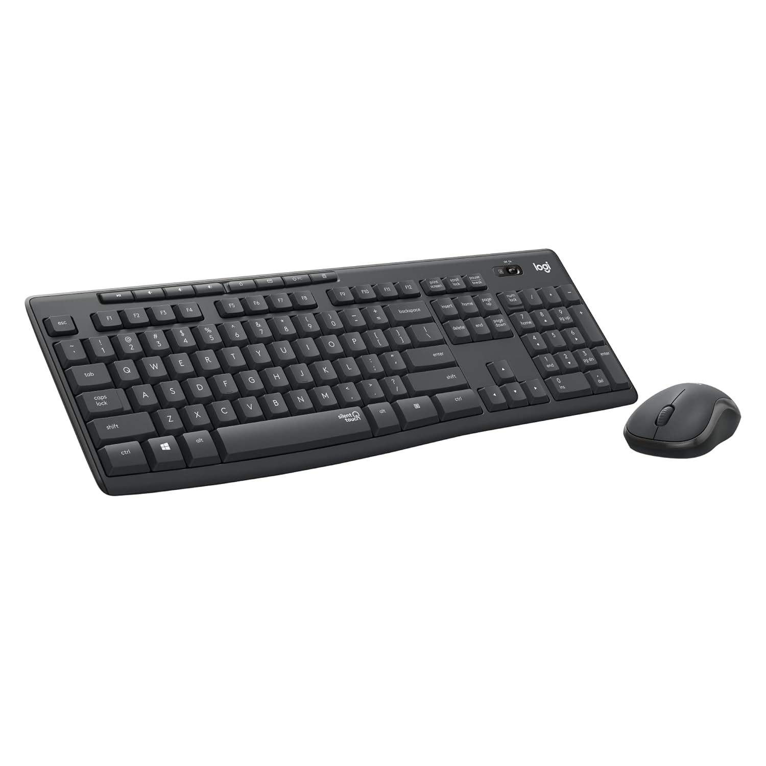Black keyboard and mouse set on a white background