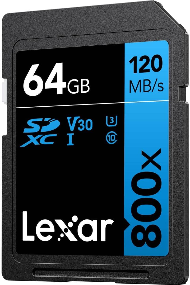 Lexar  High-Performance 800x PRO SD Card, UHS-I, C10, U3, V30, 4K, Up to 150MB/s Read SDXC Memory Card, for Point-and-Shoot & Mid-Range DSLR Cameras, HD Camcorders (LSD0800P128G-BNNNU)