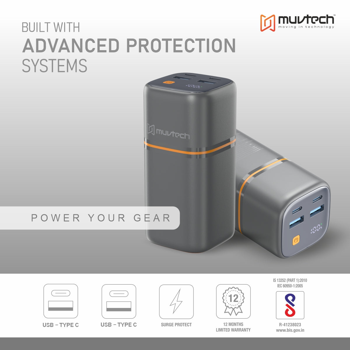 TitanX 20000mAh Power Bank | PD & QC Fast Charging | Dual Type-C + Dual USB-A Outputs (4 Devices at Once) | LED Display | Compact Tower Design | Safe & Reliable for Smartphones, Tablets & More
