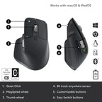 Logitech MX Master 3S 8K DPI Sensor Wireless Mouse - Graphite