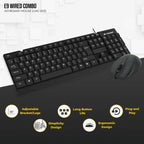 Lapcare E9 USB Wired USB 2.0 Keyboard and 1000DPI Optical Mouse Combo - Black