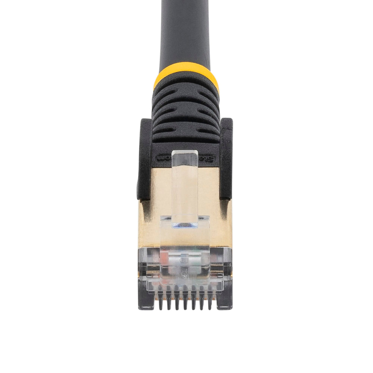 StarTech C6ASPAT10BK 10ft Cat6a Shielded Ethernet Cable black cable coiled on white background