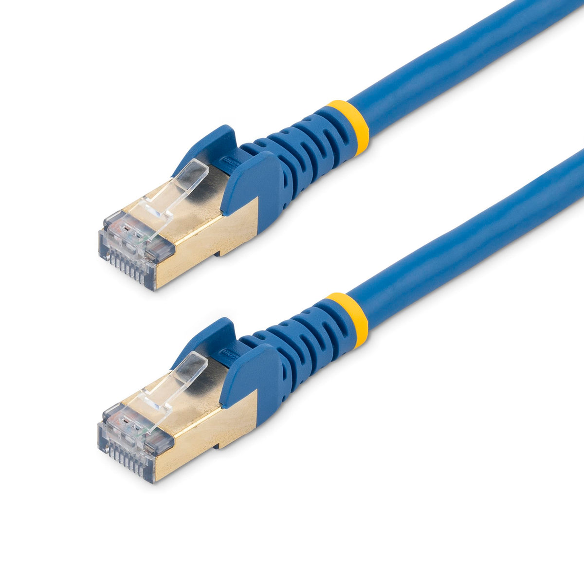 StarTech C6ASPAT10BL 10ft Cat6a Shielded Ethernet Cable – 10Gbps, 100W PoE, Blue cable on plain backdrop