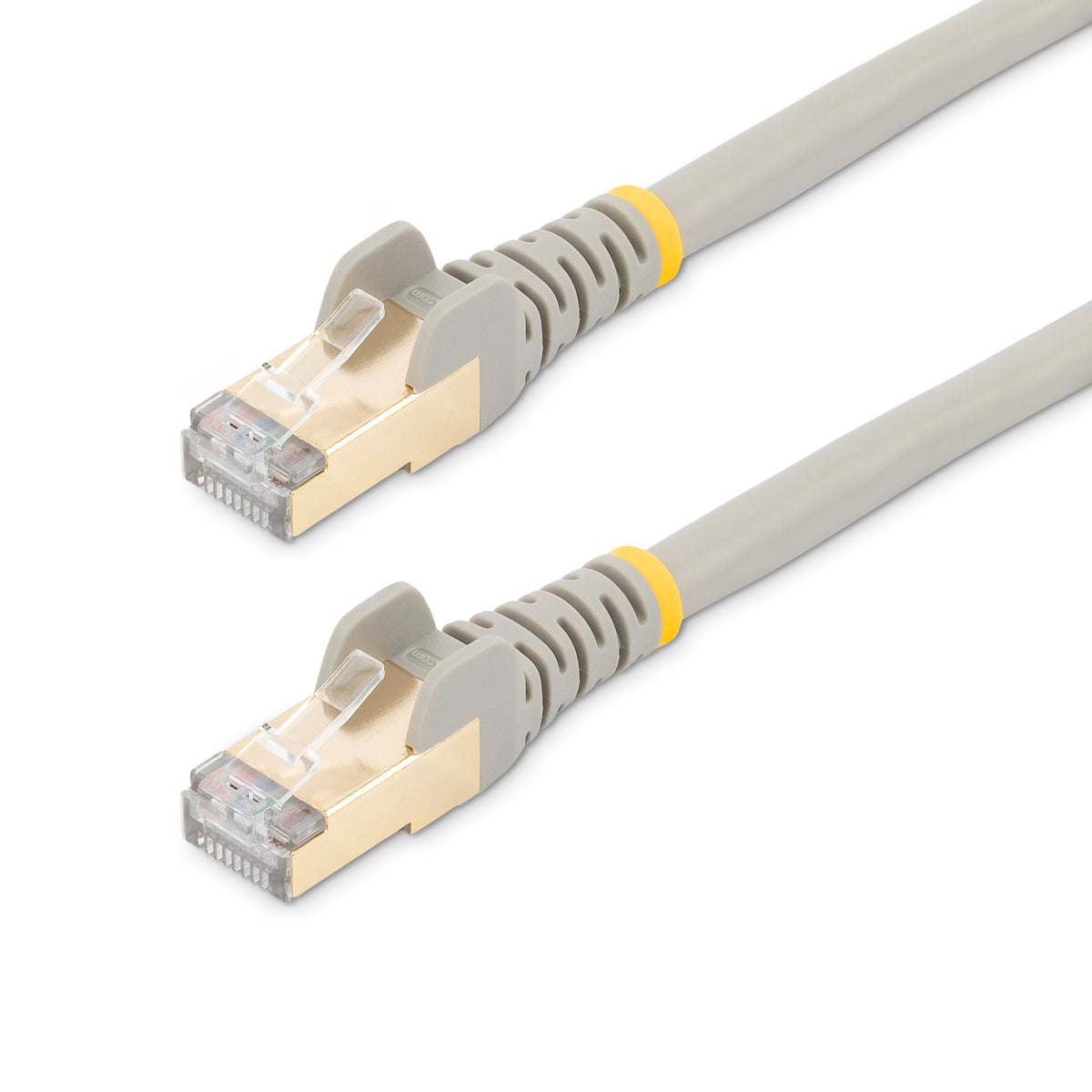 StarTech C6ASPAT12GR 12ft Cat6a Shielded Ethernet Cable gray cable displayed against a plain background