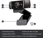 Logitech C922 Pro Stream 1080P HD Gaming Webcam with Auto Light Correction and Stereo Mic