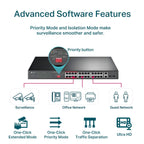 TP-LINK 24 PORT FAST ETHERNET POE SWITCH | 24 POE+ PORTS @250W, W/ 2 UPLINK GIGABIT PORTS AND 2 COMBO SFP SLOTS | PLUG & PLAY | LIFETIME PROTECTION | EXTEND MODE | PRIORITY MODE (TL-SL1226P)
